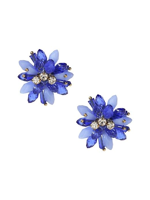 Banana Republic Womens Beaded Floral Statement Stud Earring Blue Size One Size