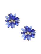 Banana Republic Womens Beaded Floral Statement Stud Earring Blue Size One Size