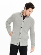 Banana Republic Mens Button Wool Blend Sweater Jacket - Medium Gray Heather