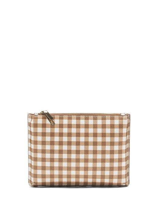 Banana Republic Womens Gingham Small Pleated Zip Pouch Marshmallow Size One Size