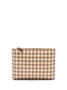 Banana Republic Womens Gingham Small Pleated Zip Pouch Marshmallow Size One Size