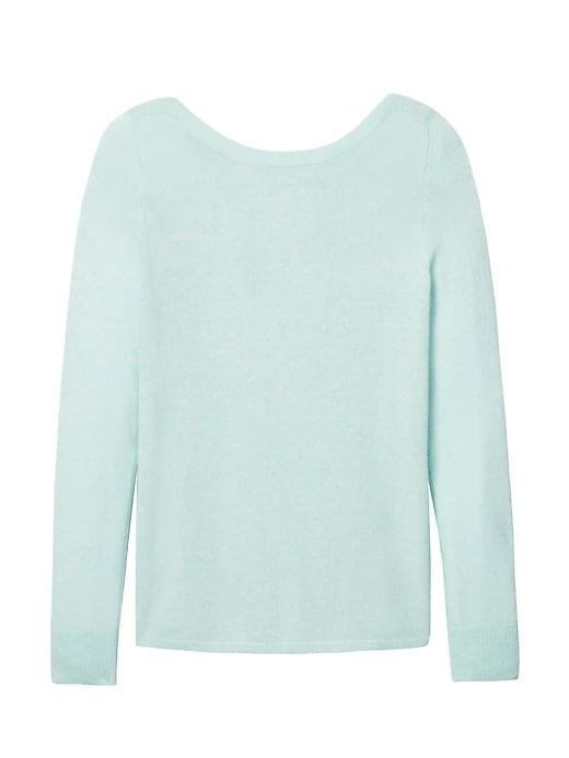 Banana Republic Womens Italian Superloft Tie-back Boatneck Heather Light Blue Size Xl