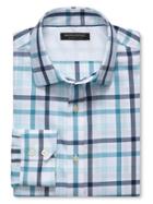 Banana Republic Mens Slim Fit Non Iron Textured Check Shirt Size Xl Tall - Eggshell Blue