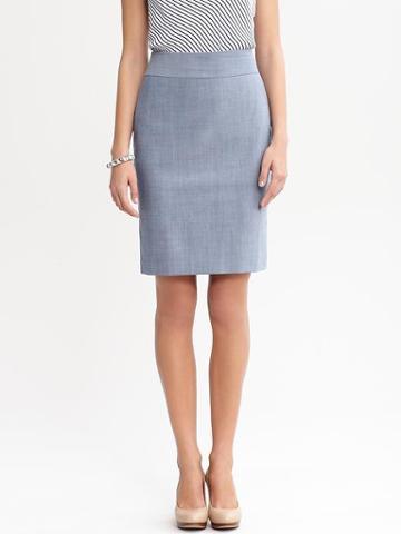 Banana Republic Blue Lightweight Wool Pencil Skirt - Blue
