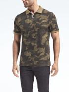 Banana Republic Mens Pique Camo Print Polo - District Green