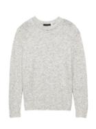 Banana Republic Womens Plush Wool Blend Crew-neck Sweater Heather Gray Size S