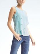 Banana Republic Womens Side Ruffle Modal Tank - Fresh Blue
