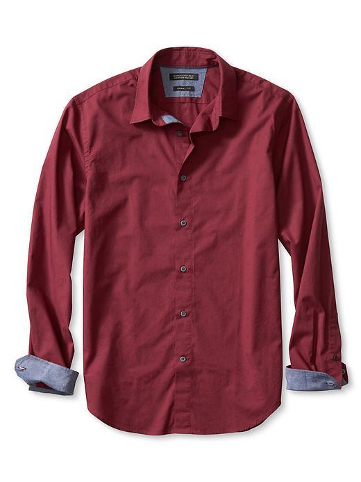 Banana Republic Mens Grant Fit Custom 078 Wash Multi Dot Shirt Size L Tall - Light Red Rhine