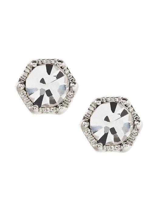 Banana Republic Delicate Deco Stud Earring - Clear Crystal