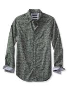 Banana Republic Mens Tailored Slim Fit Custom 078 Wash Camo Oxford Size L Tall - Olive Green Heather