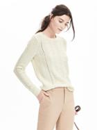 Banana Republic Womens Pom Pom Crew Cable Pullover Size L - Cocoon