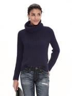 Banana Republic Womens Mixed Stitch Turtleneck Pullover Size L - Navy