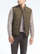 Banana Republic Mens Water Resistant Quilted Vest - Olive