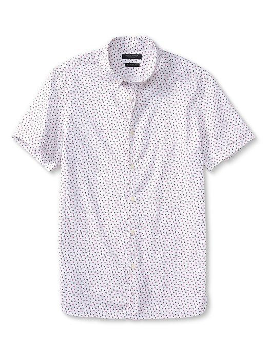 Banana Republic Mens Camden Fit Triangle Print Custom 078 Wash Shirt Size L Tall - Cranberry Sauce