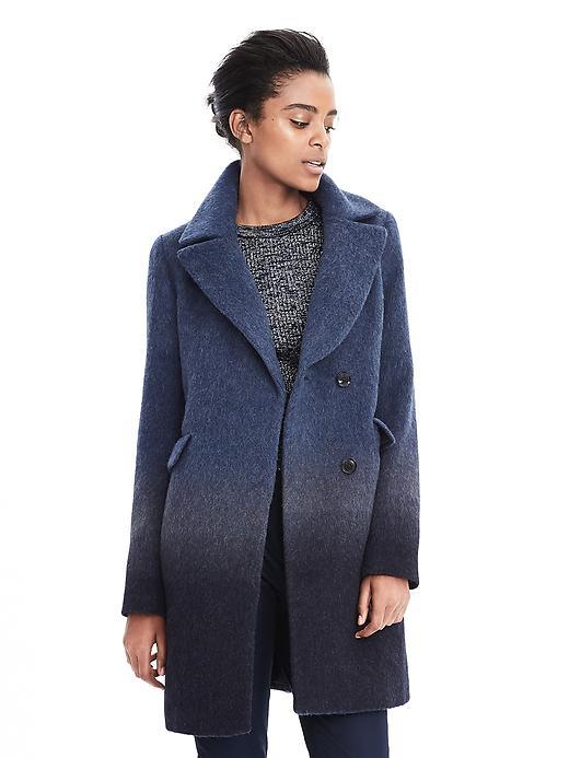 Banana Republic Womens Ombre Wool Blend Coat - Navy