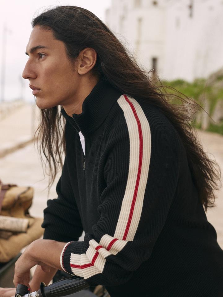Half-zip Sweater With Side Stripe