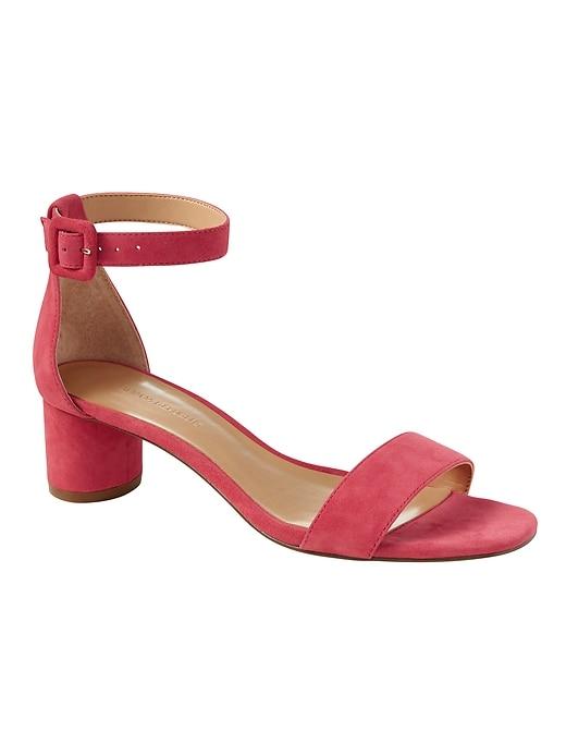 Banana Republic Womens Bare Low Block-heel Sandal Sea Coral Size 9 1/2