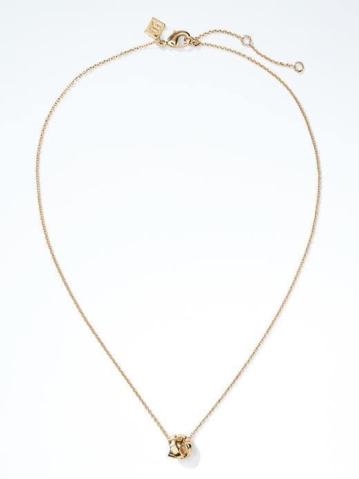 Banana Republic Hammered Gold Knot Necklace - Gold