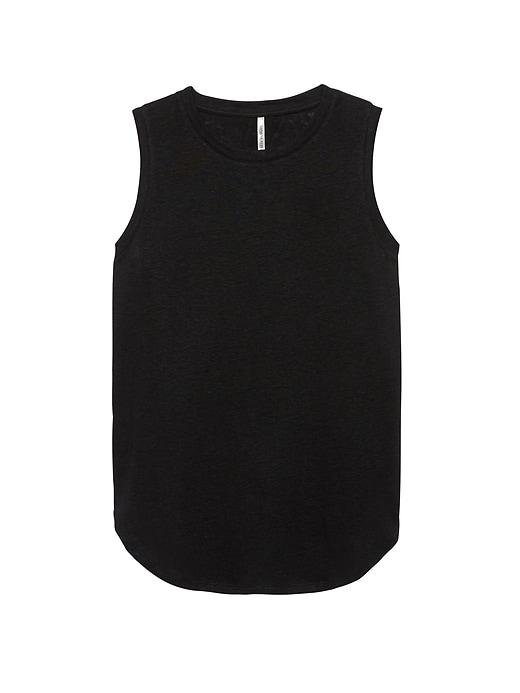 Banana Republic Womens Curved-hem Linen Blend Tank Black Size Xxs