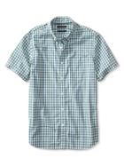 Banana Republic Mens Slim Fit Custom 078 Wash Gingham Short Sleeve Shirt Size L Tall - Blue Multi