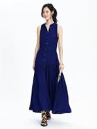 Banana Republic Womens Tiered Sleeveless Maxi Dress Size 0 Petite - Stowaway Blue
