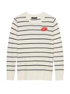 Banana Republic Womens Italian Merino-blend Crew-neck Sweater Stone Stripe Size Xs