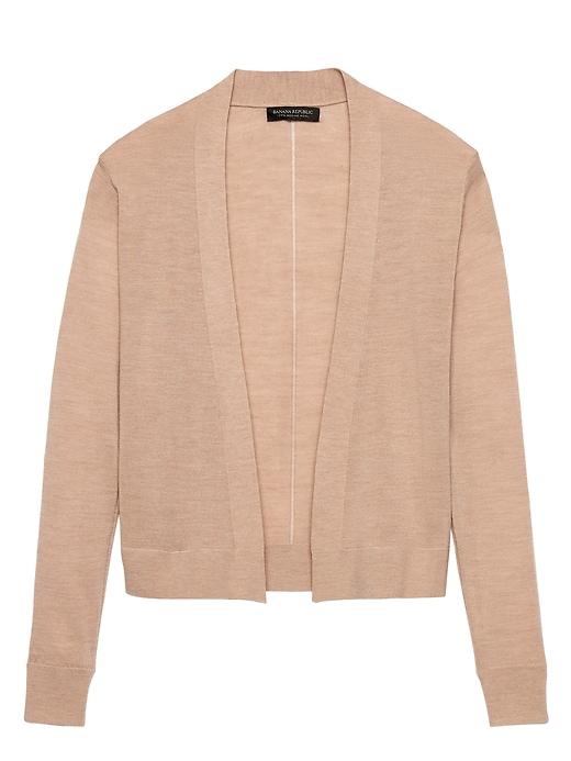 Banana Republic Womens Machine-washable Merino Cropped Open Cardigan Sweater Camel Size M