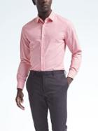 Banana Republic Mens Grant Fit Non Iron Micro Stripe Shirt - Salmon