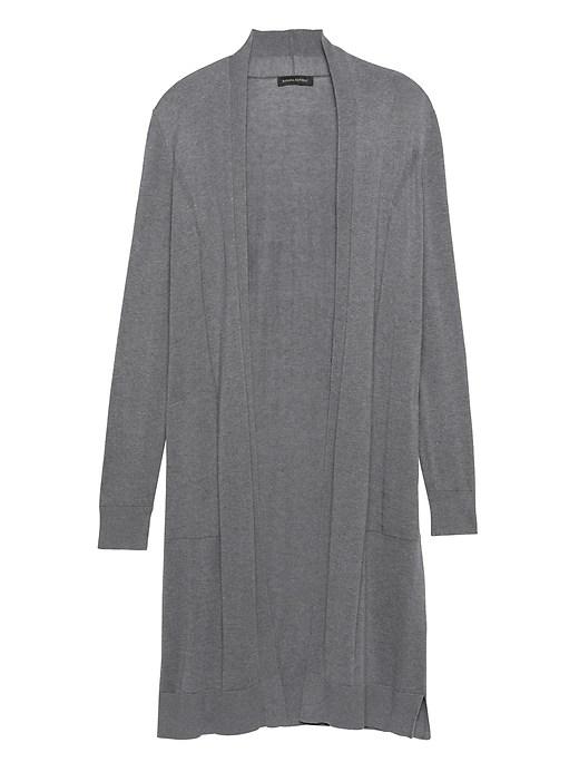 Banana Republic Womens Petite Silk Cotton Duster Cardigan Sweater Heather Charcoal Size S