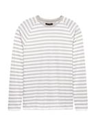 Banana Republic Mens Luxury-touch Stripe Crew-neck T-shirt Gray Sky Size L