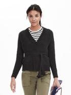 Banana Republic Womens Fringe Belted Sweater Jacket Size L - Black