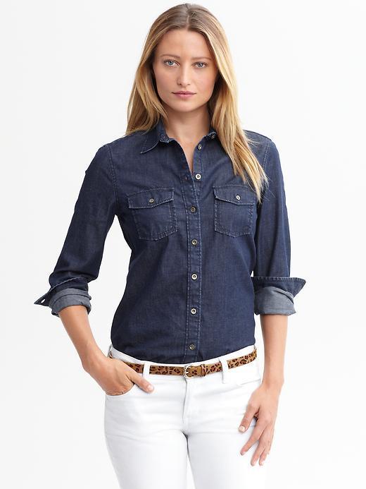 Banana Republic Go To Denim Shirt - Dark Denim