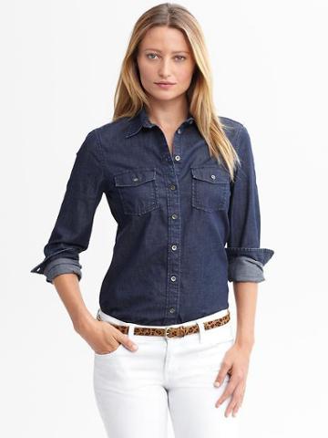Banana Republic Go To Denim Shirt - Dark Denim