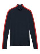Banana Republic Womens Threadsoft Color-blocked Turtleneck T-shirt Navy Blue & Red Size Xs