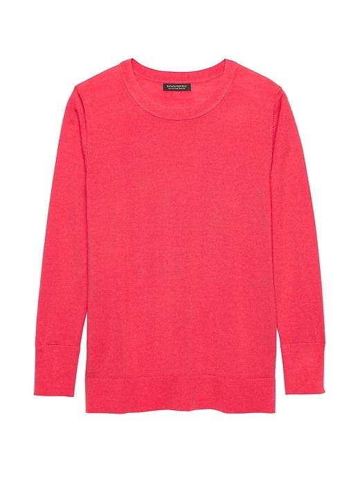 Banana Republic Womens Petite Machine-washable Merino Crew Sweater Neon Coral Size L