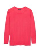 Banana Republic Womens Petite Machine-washable Merino Crew Sweater Neon Coral Size L