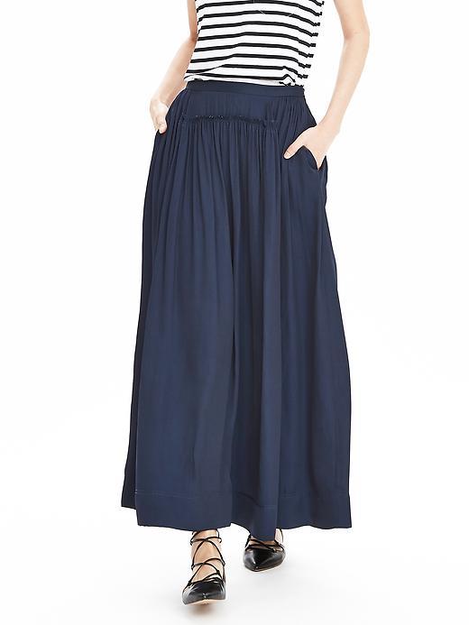 Banana Republic Womens Charmeuse Maxi Skirt Size 0 Petite - Preppy Navy