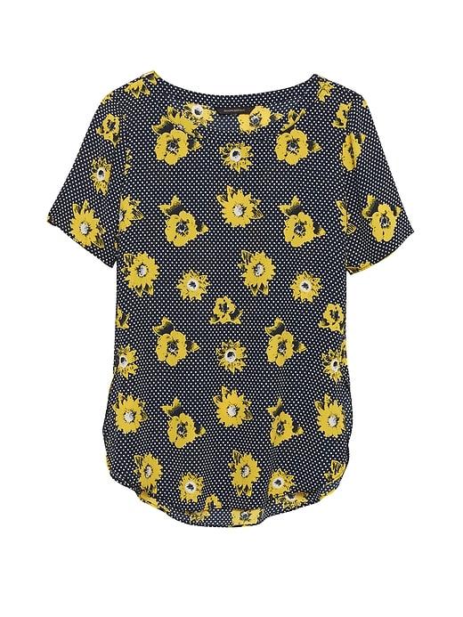 Banana Republic Womens Floral High-low Hem Top Navy Blue Size M