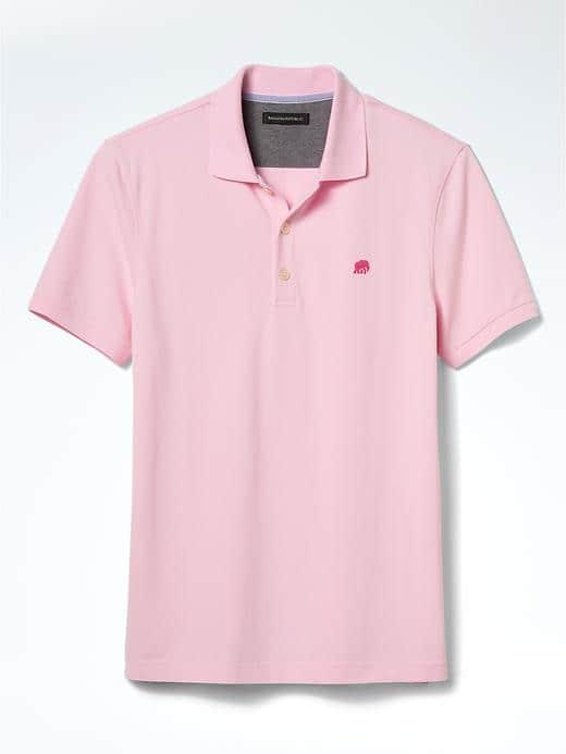 Banana Republic Mens Slim Pique Polo - Pink Oxford