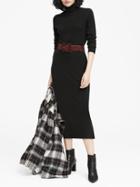 Banana Republic Womens Japan Online Exclusive Turtleneck Midi Sweater Dress Black Size M