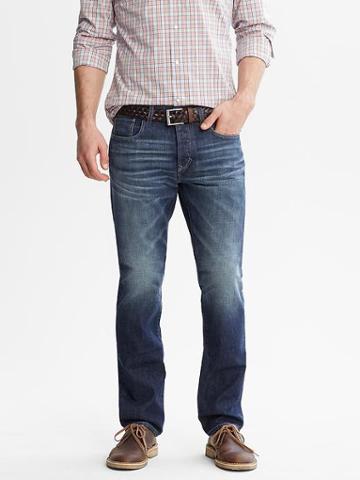 Banana Republic Heritage Slim Fit Distressed Five Pocket Jean - Medium Blue Heather