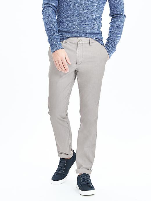 Banana Republic Mens Aiden Slim Herringbone Bedford Chino Size 32w 36l Tall - Gray