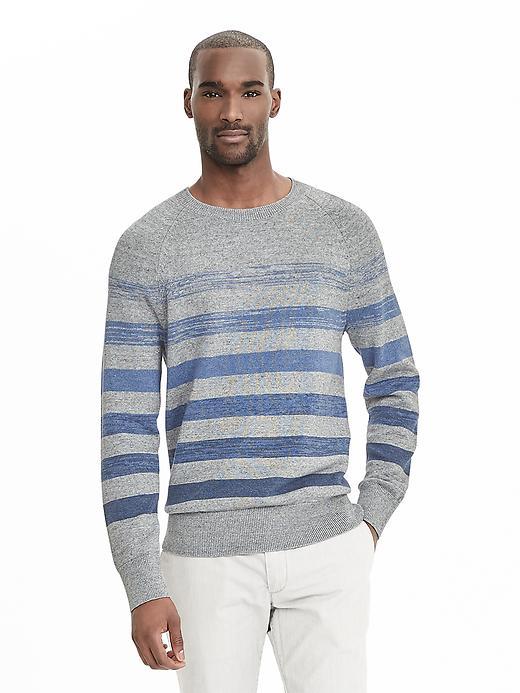 Banana Republic Ombre Stripe Crew Pullover Size L Tall - Mid Gray
