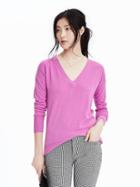 Banana Republic Womens Vee Pullover Size L - Neon Violet