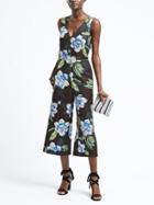 Banana Republic Womens Floral V Neck Crop Jumpsuit - Black Floral