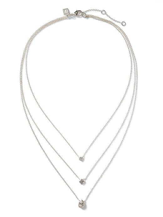 Banana Republic Womens Delicate Mixed Shapes Built-in Necklace Silver Size One Size