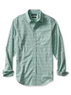 Banana Republic Mens Grant Fit Stripe Custom 078 Wash Shirt Size L Tall - Emerald Cove