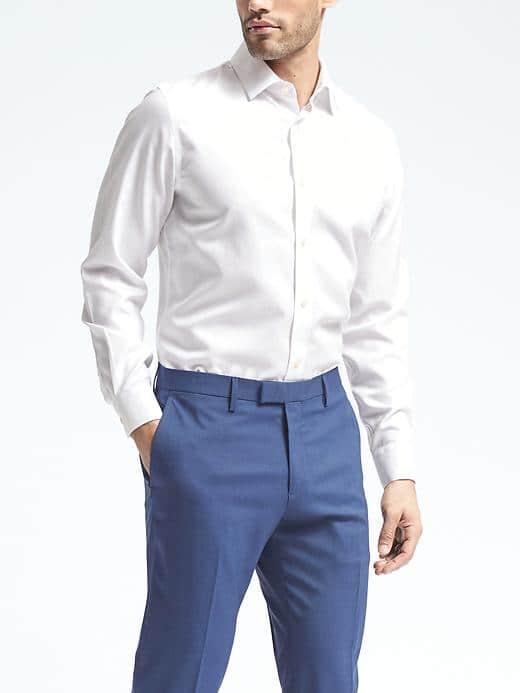 Banana Republic Mens Camden Fit Non Iron Shirt - White