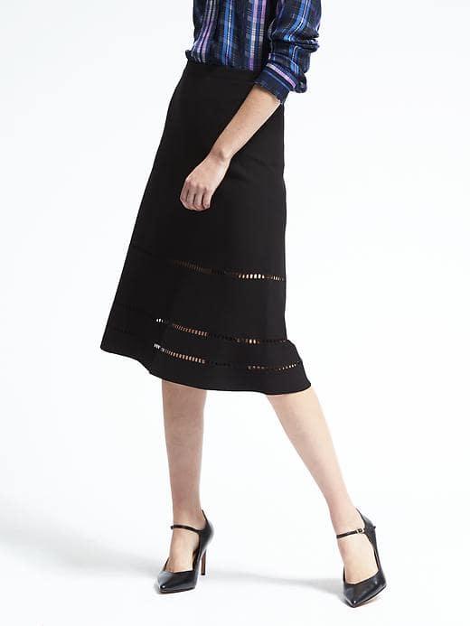 Banana Republic Womens Fit And Flare Midi Skirt - Black