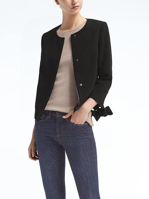 Banana Republic Womens Tie Sleeve Jacket - Black